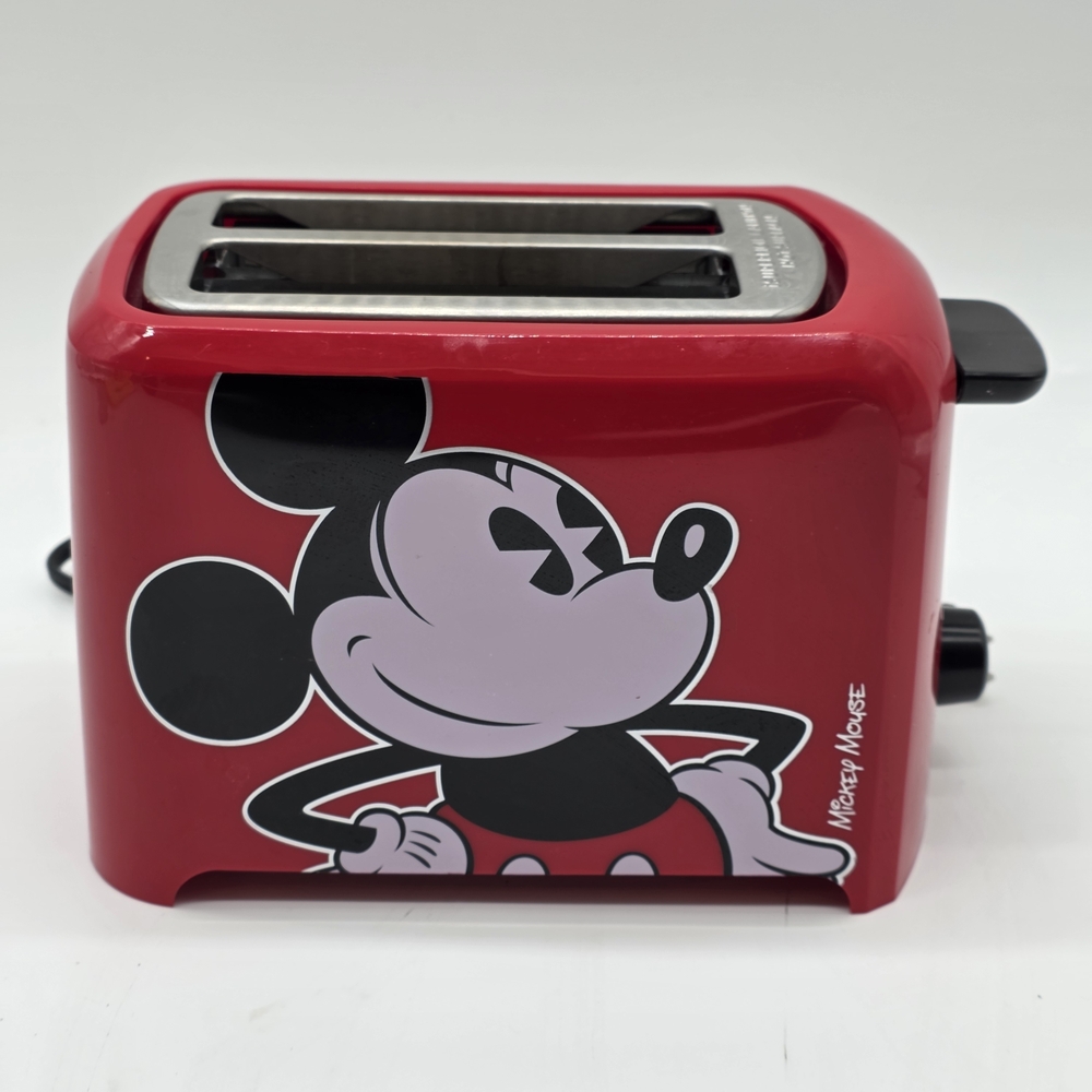 Disney Mickey Mouse Red 2 Slice Toaster Vintage Style Tested Working